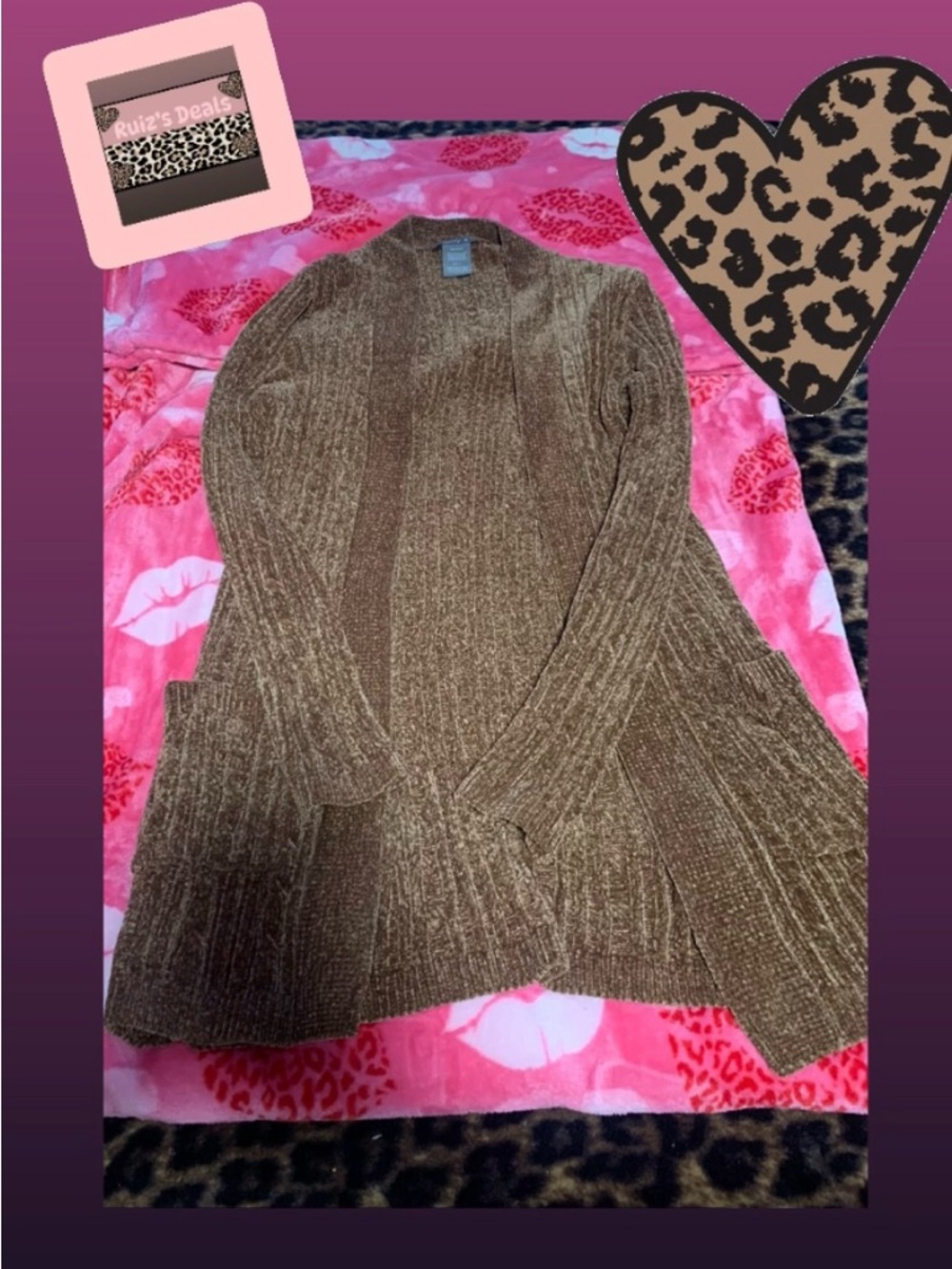 Matty M Brown Ribbed Open-Front Longline Cardigan - Picture 2 of 3